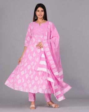 women printed anarkali kurta set