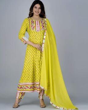 women printed anarkali kurta set