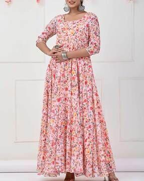 women printed anarkali kurta set