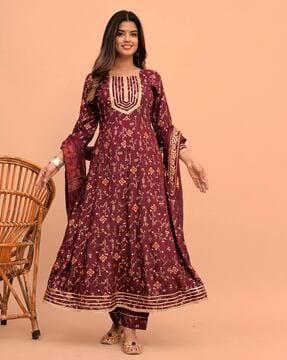 women printed anarkali kurta set