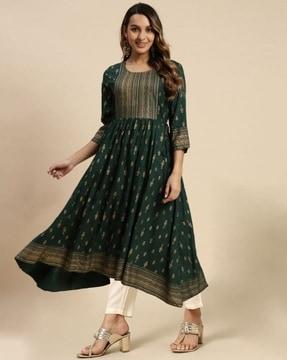 women printed anarkali kurta set