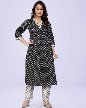 women printed anarkali kurta set