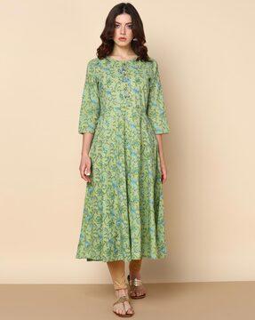 women printed anarkali kurta