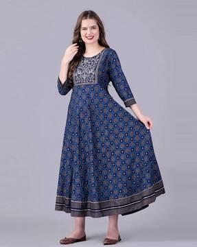 women printed anarkali kurta