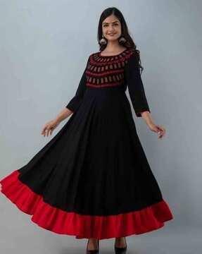 women printed anarkali kurta