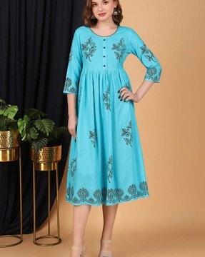 women printed anarkali kurta