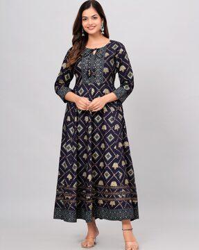 women printed anarkali kurta