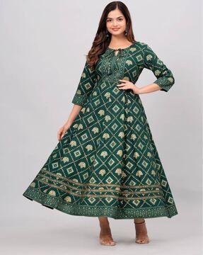 women printed anarkali kurta