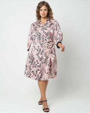 women printed angrakha style a-line dress