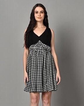 women printed balloon a-line dress