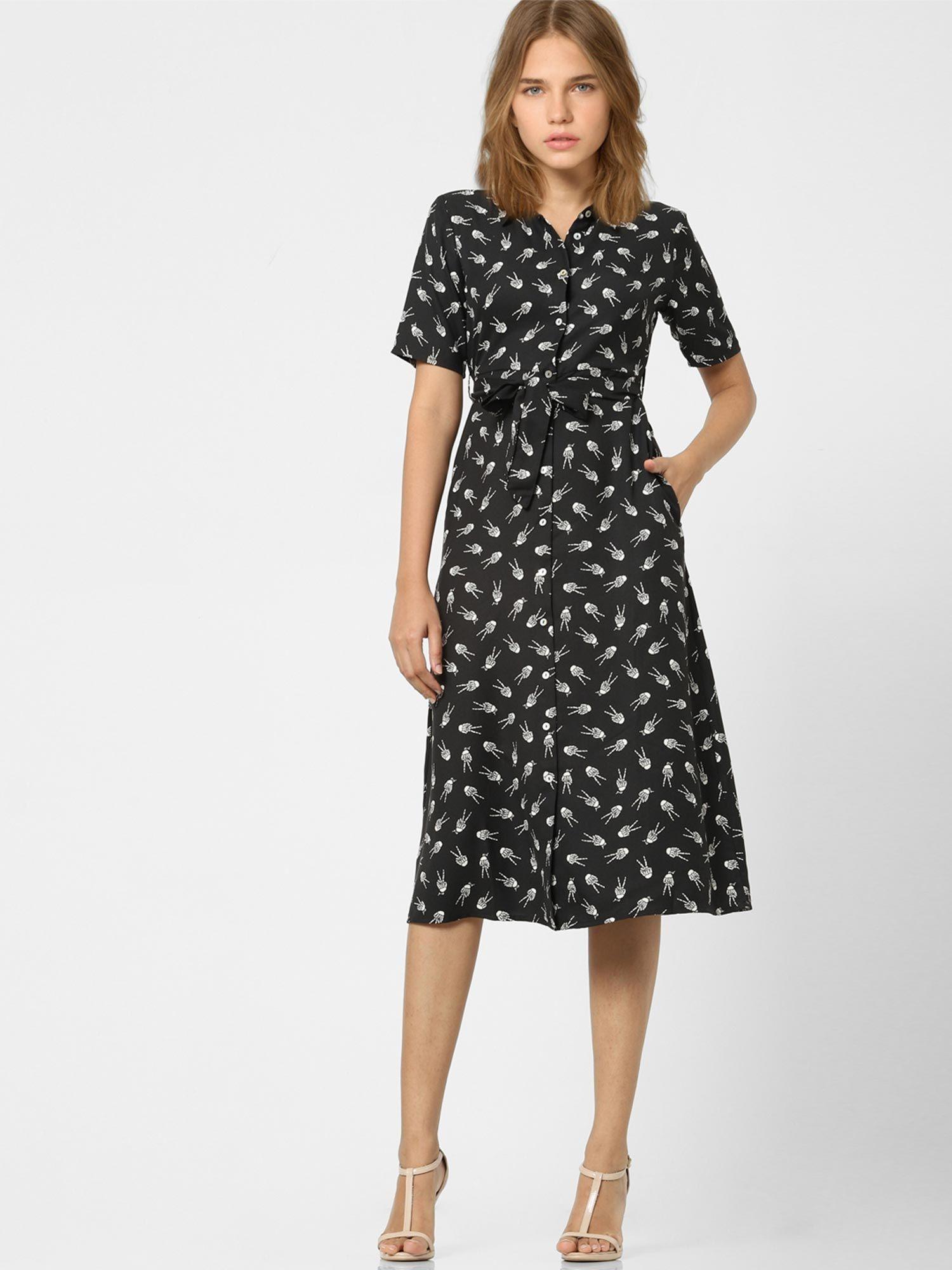 women printed black dress