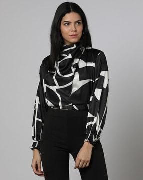 women printed blouson top