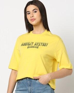 women printed boxy fit crew-neck t-shirt