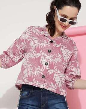 women printed boxy fit shirt