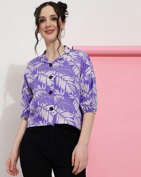 women printed boxy fit shirt