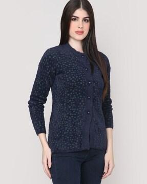 women printed button-down cardigan