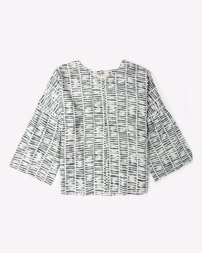 women printed button-down top