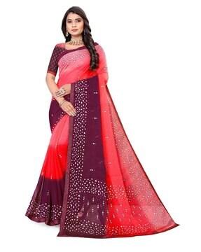 women printed chiffon saree with patch border