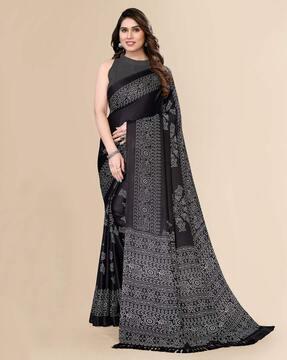 women printed chiffon saree