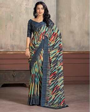 women printed chiffon saree