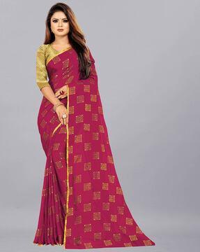 women printed chiffon saree