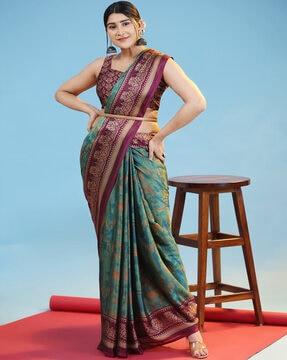 women printed chiffon saree