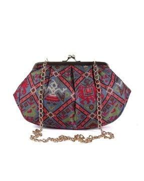 women printed clutch with chain strap