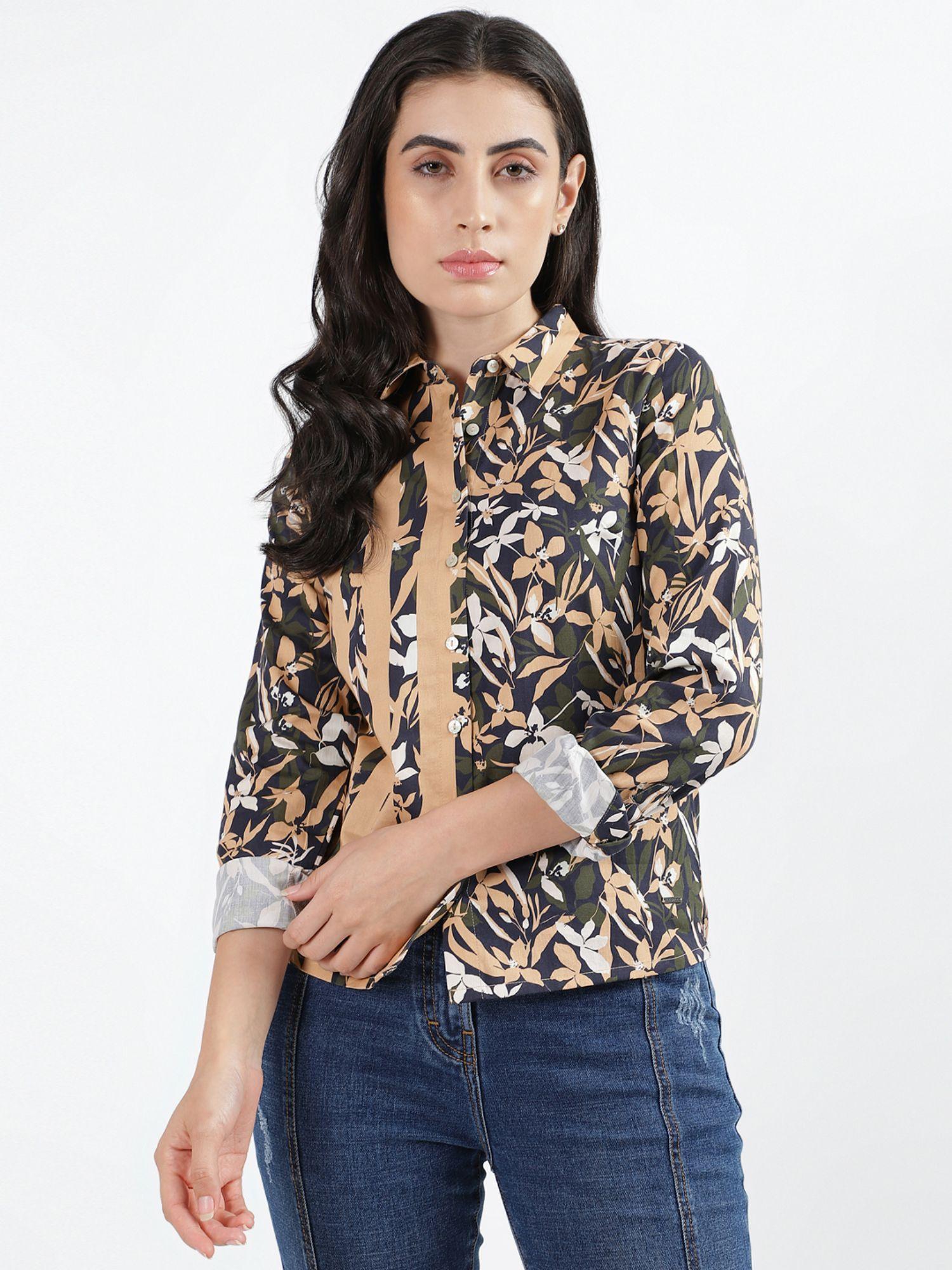 women printed collar full sleeves shirt