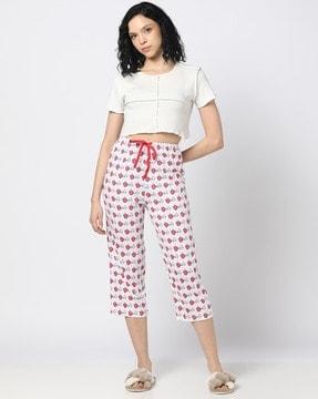 women printed cotton capris