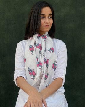 women printed cotton scarf