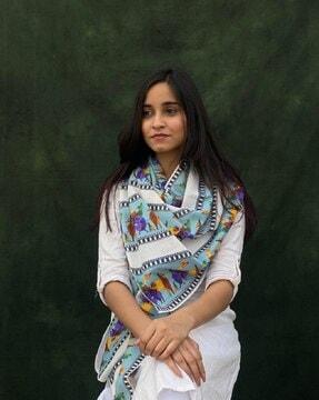 women printed cotton scarf