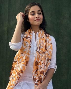 women printed cotton scarf