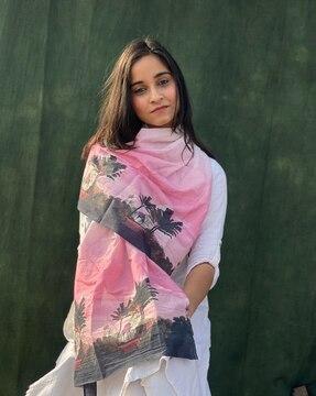 women printed cotton scarf