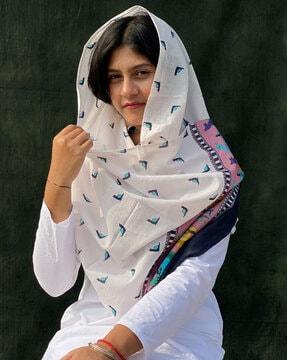 women printed cotton scarf