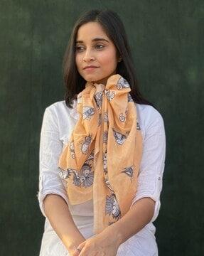 women printed cotton scarf