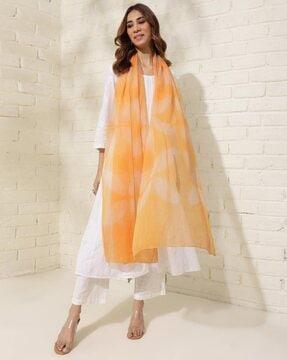 women printed cotton silk dupatta