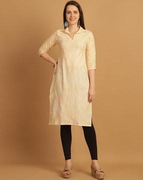 women printed cotton straight kurta