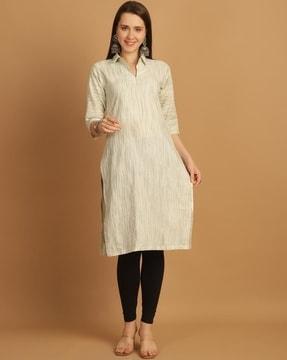 women printed cotton straight kurta