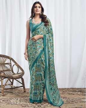 women printed crepe saree