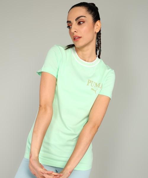 women printed crew neck pure cotton green t-shirt