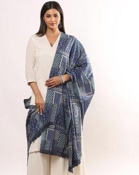 women printed dupatta with fringes