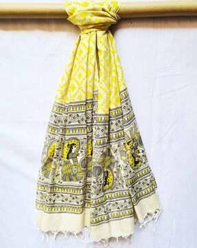 women printed dupatta with tassels