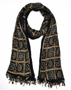 women printed dupatta with tassels