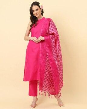 women printed dupatta with tassels