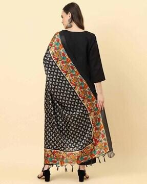 women printed dupatta with tassels