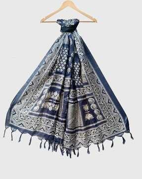 women printed dupatta with tassels