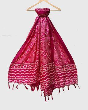 women printed dupatta with tassels