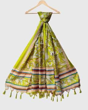 women printed dupatta with tassels