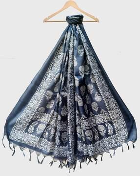 women printed dupatta with tassels