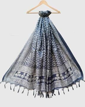 women printed dupatta with tassels